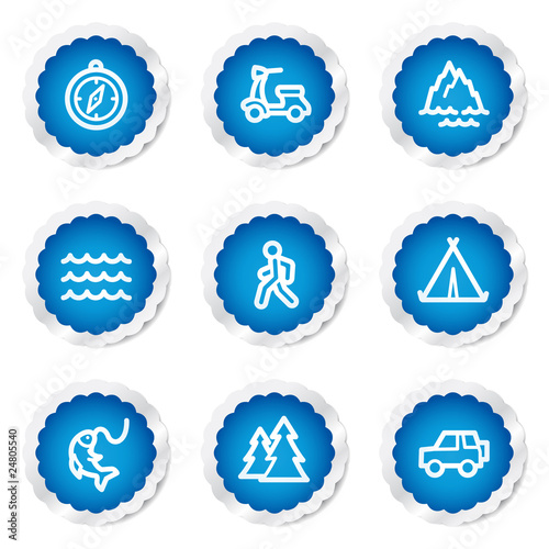 Travel web icons set 3, blue stickers series