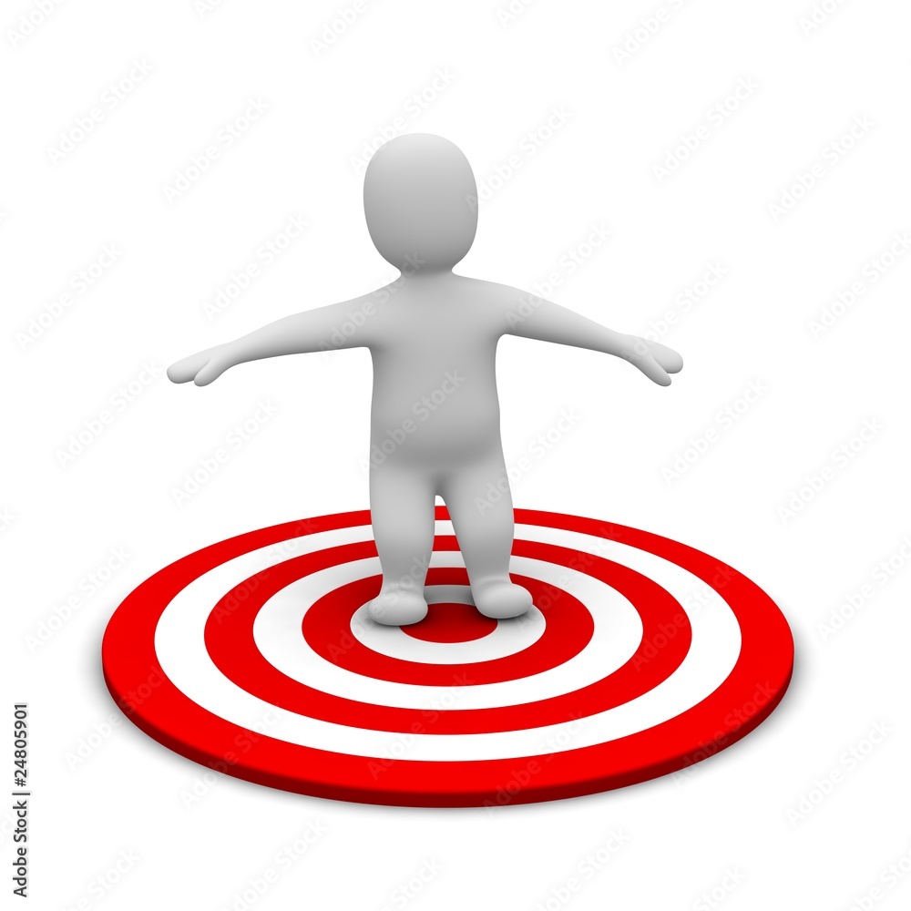 Man and red target. 3d rendered illustration. Man and red target. 3d rendered illustration.