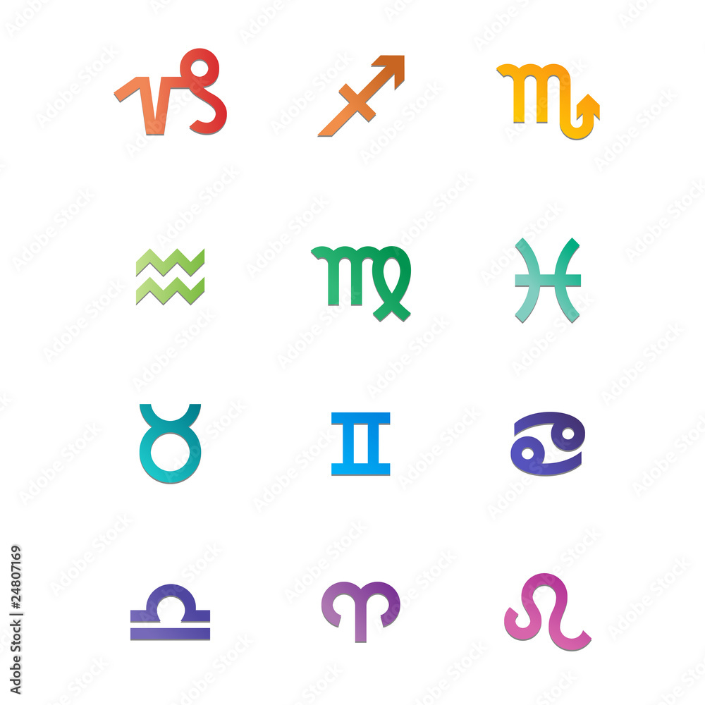 Colorful zodiac signs