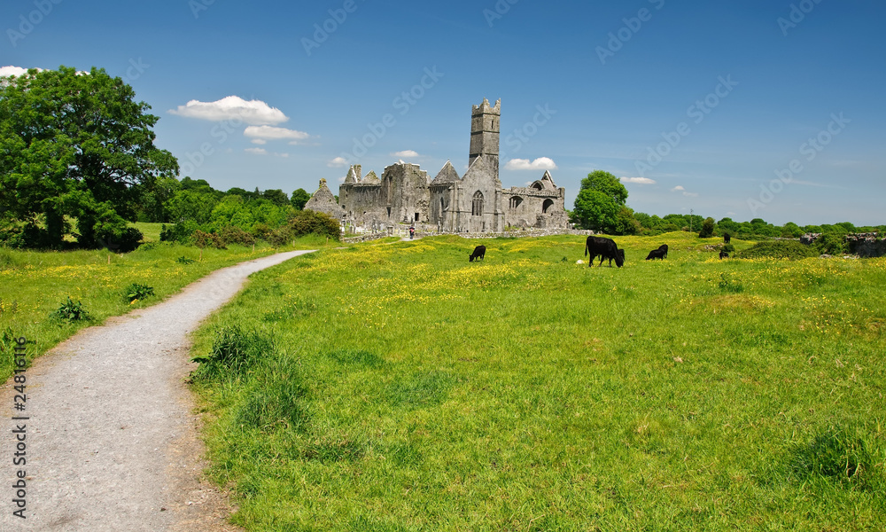 scenic irish ancient church abbey ruins landscape