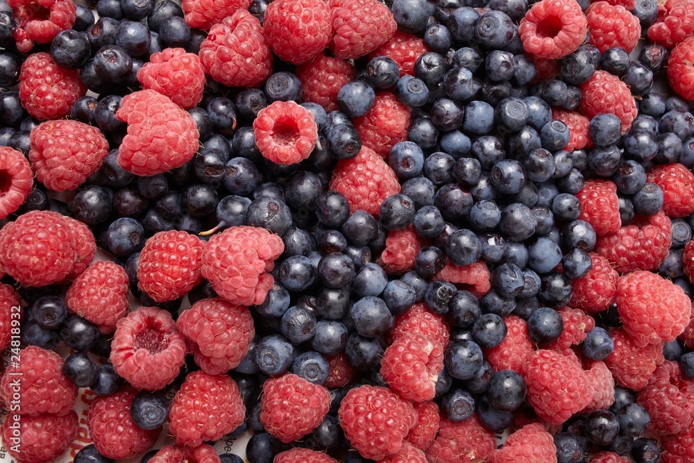 fresh blueberries and raspberries fresh blueberries and raspberries