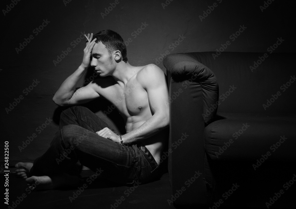 Lonly man smoking Lonly man smoking