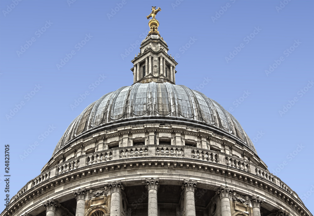 Dome of St Paul's Cathedral. HDR image with clear sky