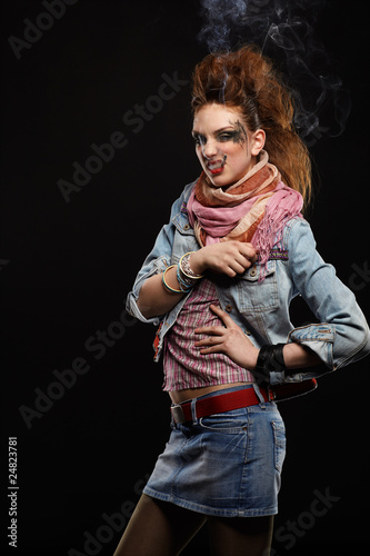 glam punk girl smoking