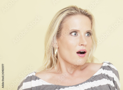 Woman with a shocked facial expression