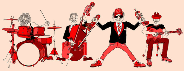 Handdoek met foto Muziekband Jazz band  © Isaxar