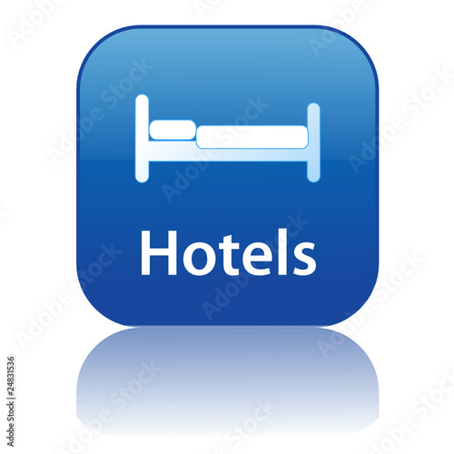 HOTELS Web Button (accommodation bed tourism booking guide sign)