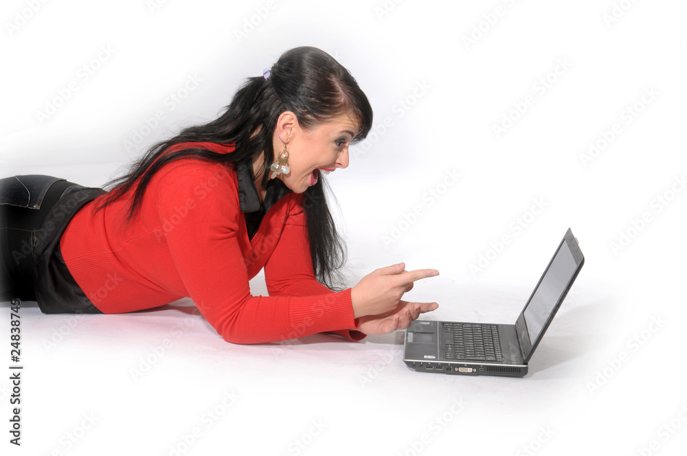 Atractive brunette woman in red sweater Atractive brunette woman in red sweater