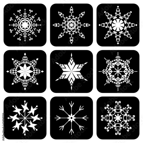 set of icons with snowflakes