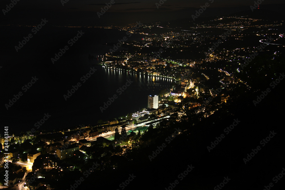 Night panorama Montreux, Vevey and swiss riviera
