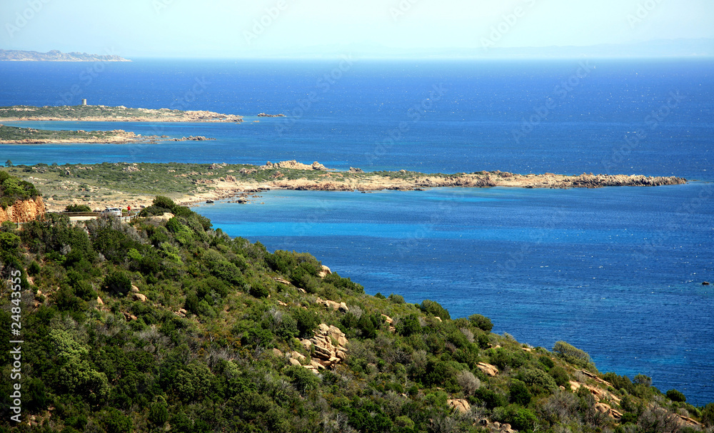 Blue sea in sunny day in Corsica in France