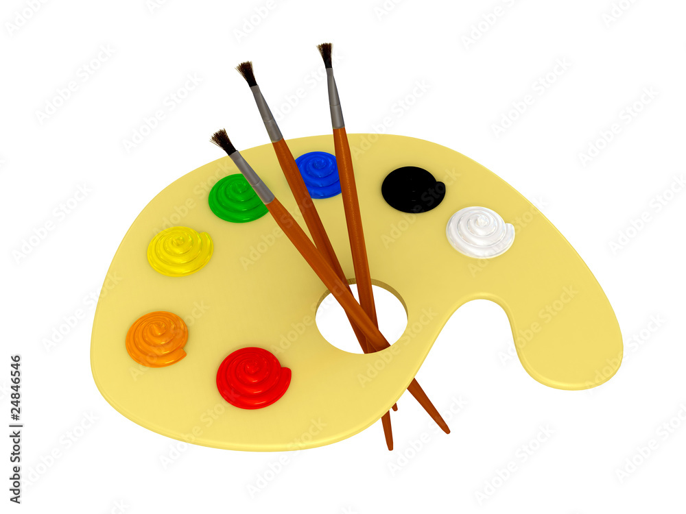 Palette with paint over white Palette with paint over white