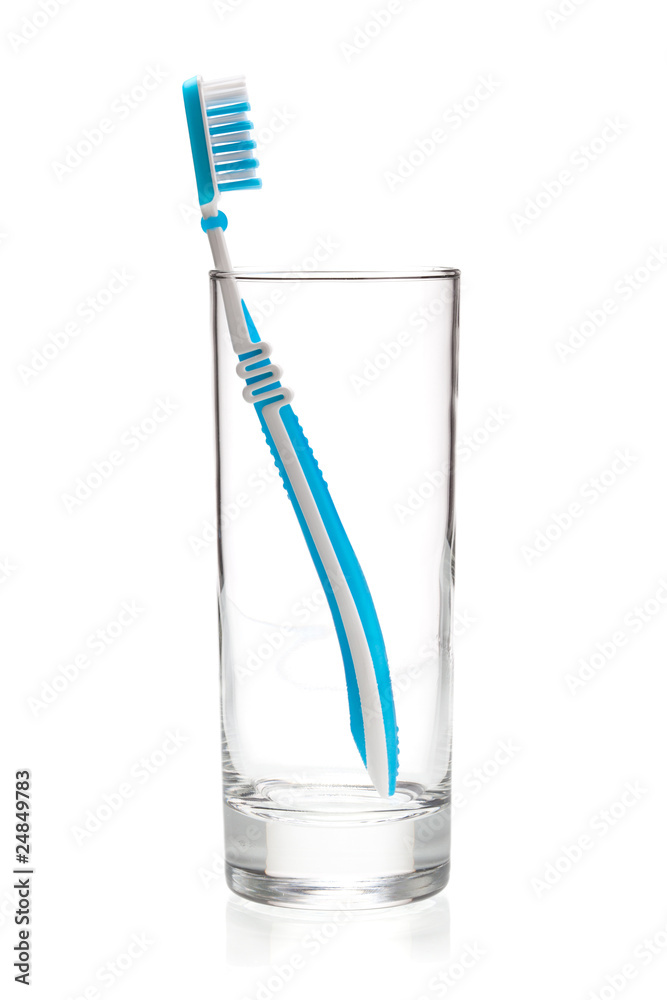 Blue tooth brush in glass Blue tooth brush in glass