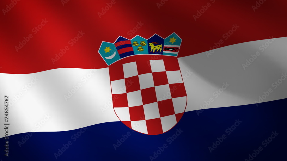Bandera de Croacia ondulante al viento. Bucle continuo