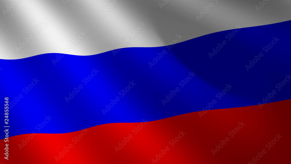 Bandera de Rusia ondulante al viento. Bucle continuo