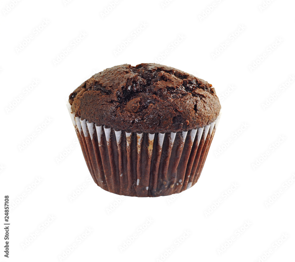 Chocolate muffin isolated on white background Chocolate muffin isolated on white background