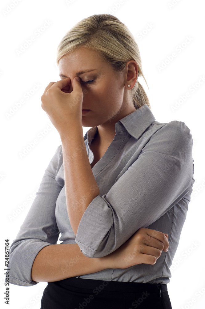 Young business woman showing stress Young business woman showing stress