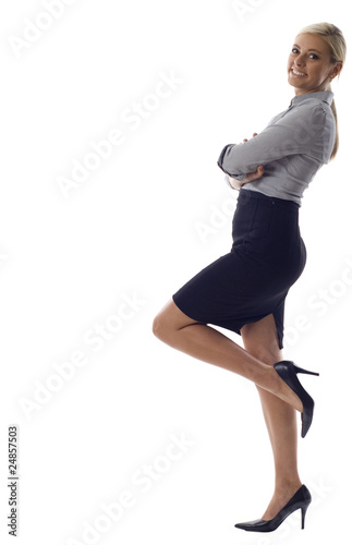 Young woman leaning against something