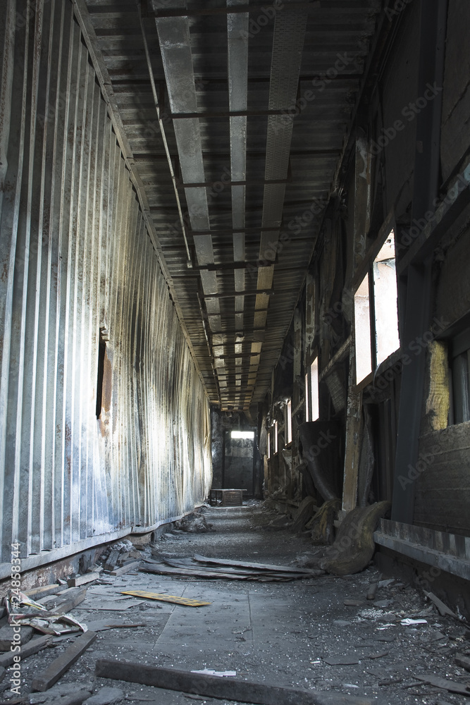 discarded building, corridor