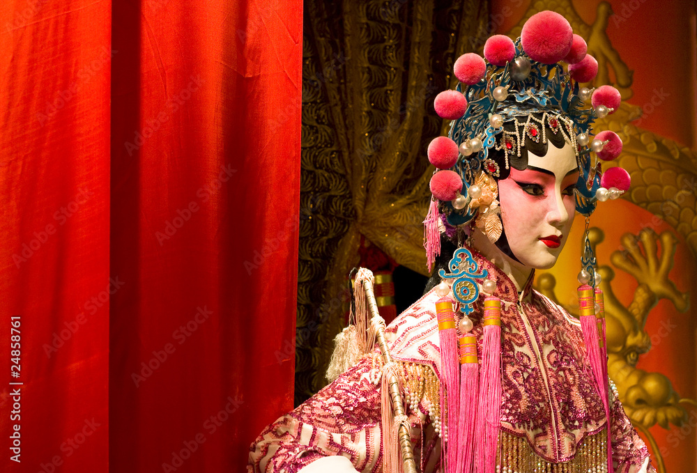 chinese opera dummy and red cloth as text space