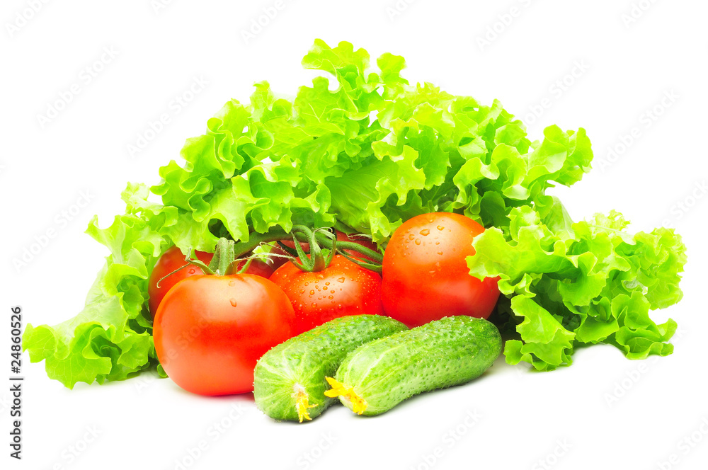 group of tomatoes, cucumbers and salad group of tomatoes, cucumbers and salad