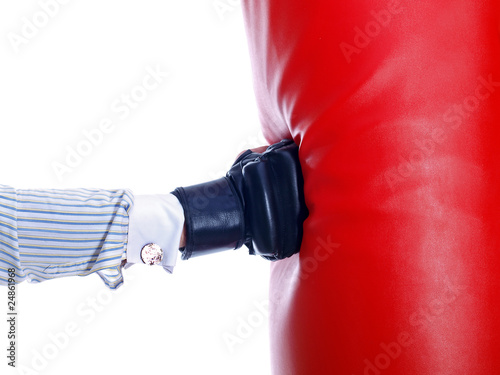 business executive throwing his right jab on a punching bag © Lucky Dragon USA