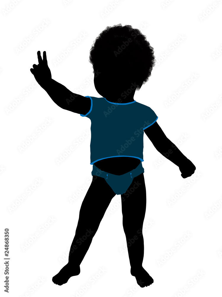Fototapeta premium African American Male Infant Toddler Illustration Silhouette