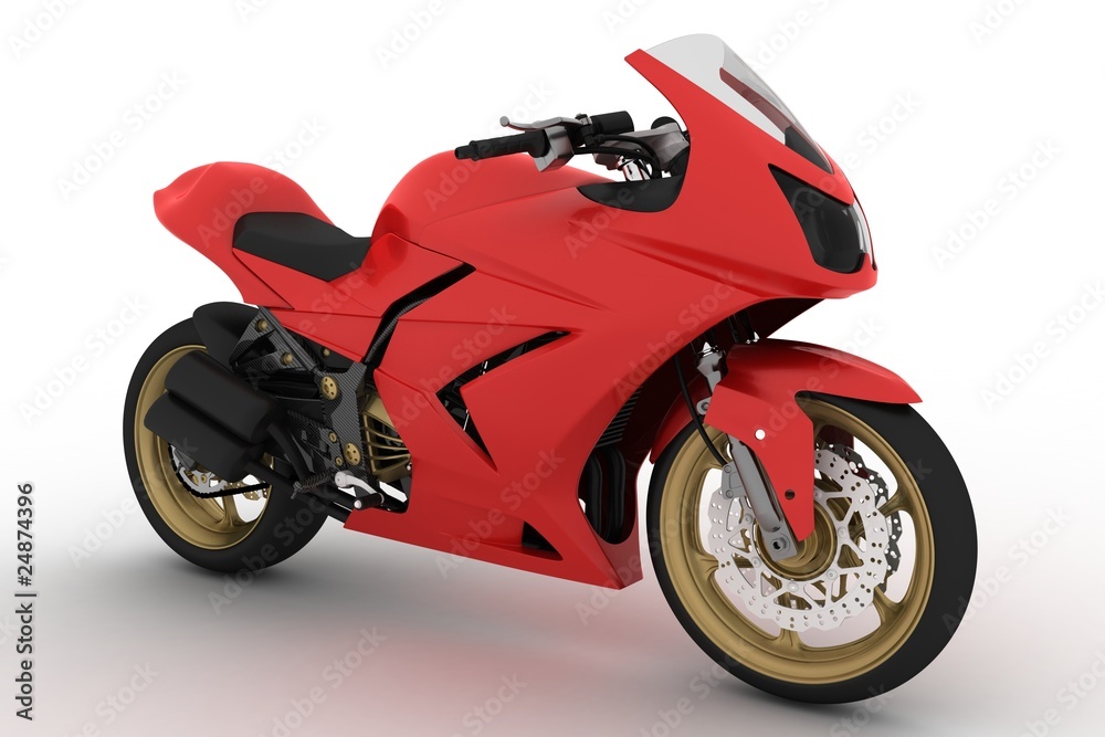 Red concept moto on white background