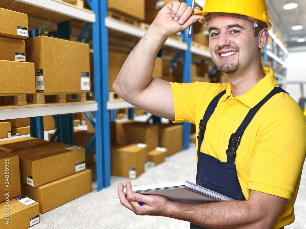 smiling manual worker smiling manual worker