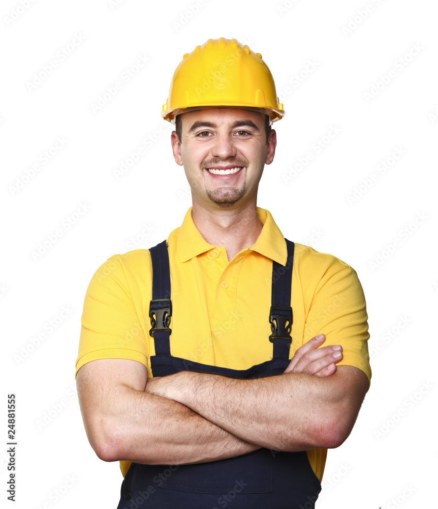 smiling manual worker smiling manual worker