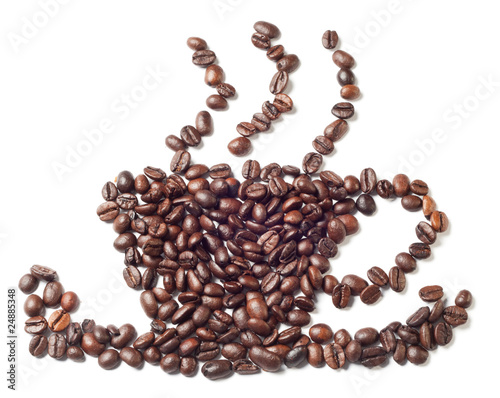 coffee cup made ffrom coffee beans