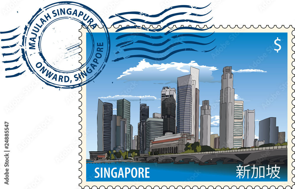 Fototapeta premium Postmark from Singapore