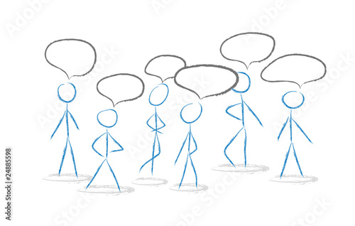 people talking with chat bubbles