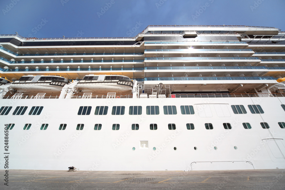 large white passenger liner at dock summer day blue sky large white passenger liner at dock summer day blue sky