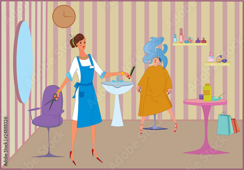 Beauty salon dying hair