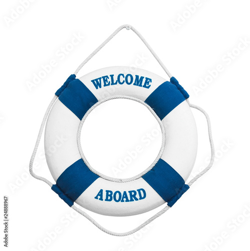 Welcome aboard isolated on white background photo