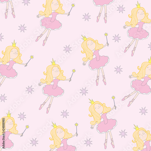Seamless vector illustration of fairy princess