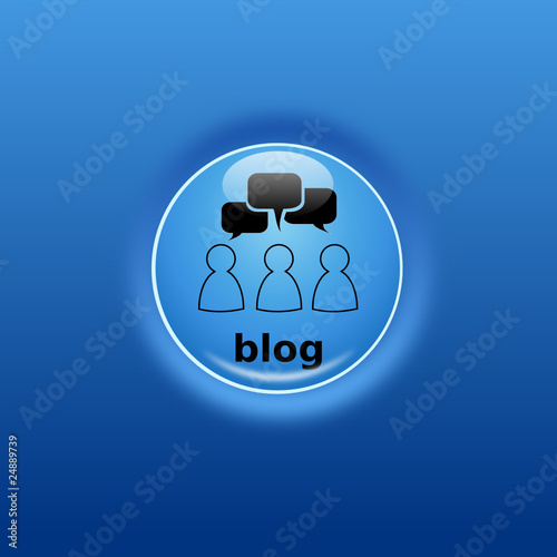 Button Blog glow blau