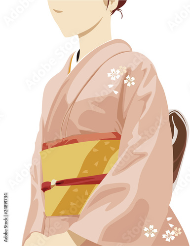 ピンクの着物の女性2 Japanese kimono girl2