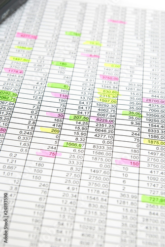 Paper with numbers
