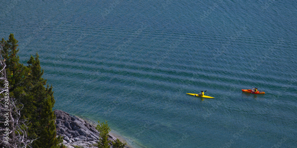 Obraz premium Two people Kayaking