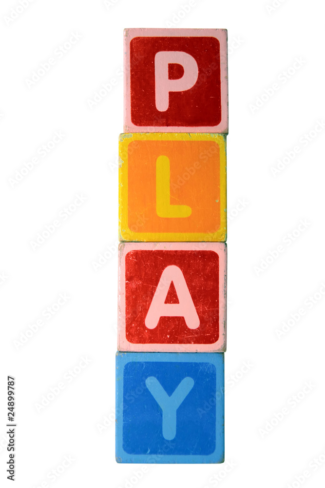 play in toy play block letters with clipping path on white play in toy play block letters with clipping path on white