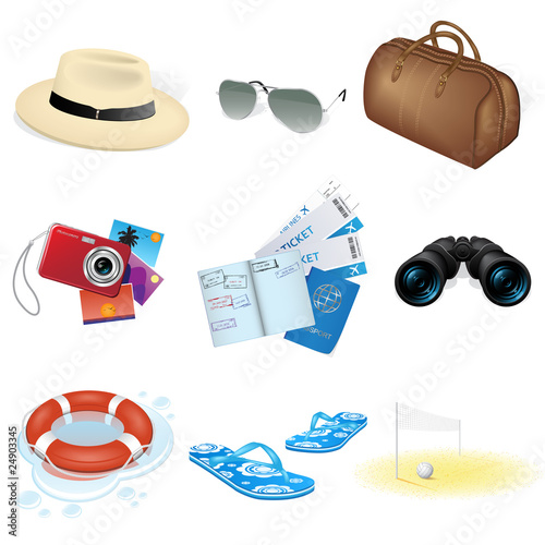 Vector illustration of vacation and travel icons