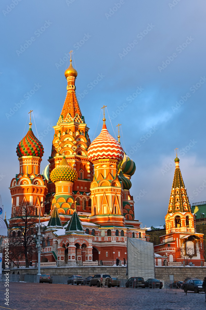 Saint Basil's cathedral at sunset, Moscow, Russia Saint Basil's cathedral at sunset, Moscow, Russia