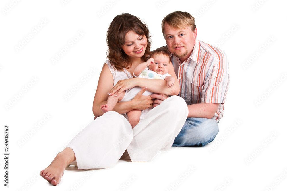Picture of happy parents holding their child Picture of happy parents holding their child