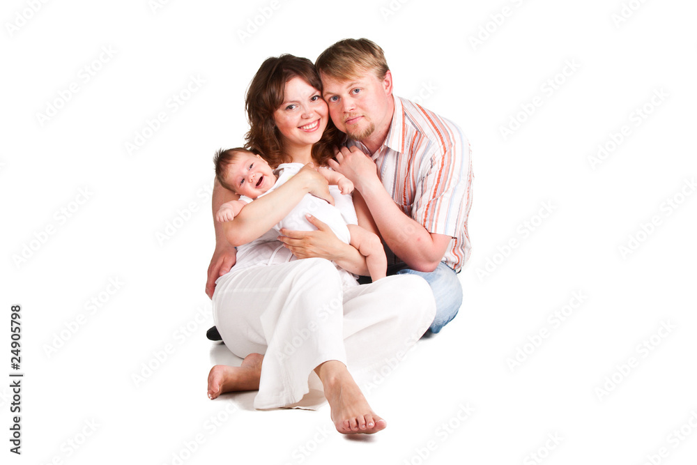 Picture of happy parents holding their child Picture of happy parents holding their child