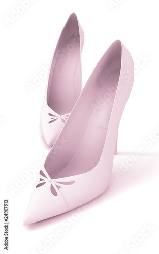pink elegant female shoes on a light background