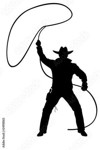 illustration of cowboy with lasso on a white photo