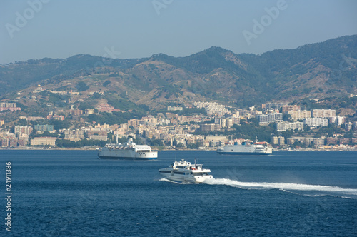 Ferryboats In The Canal Of Messina
