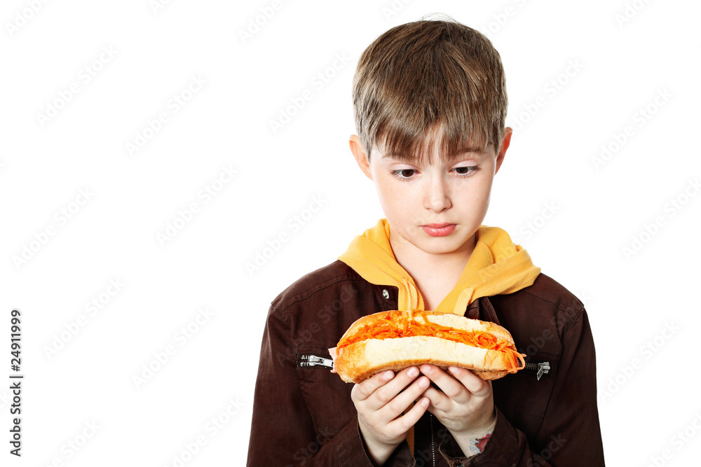 boy with hotdog